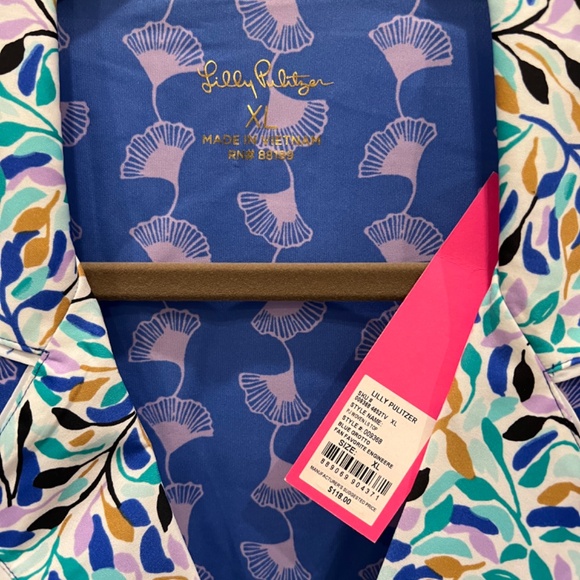 Lilly Pulitzer Woven Pajama Top Blue Grotto Fan Favorite Engineered Size XL NWT - Picture 4 of 6